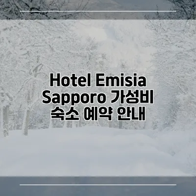 Hotel Emisia Sapporo 가성비 숙소 예약 안내