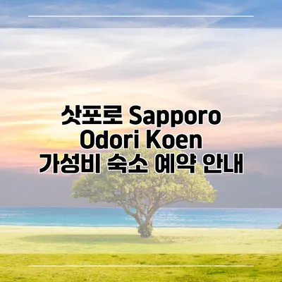삿포로 Sapporo Odori Koen 가성비 숙소 예약 안내