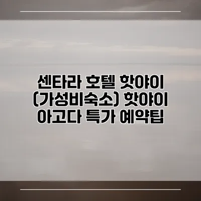 센타라 호텔 핫야이 (가성비숙소) 핫야이 아고다 특가 예약팁